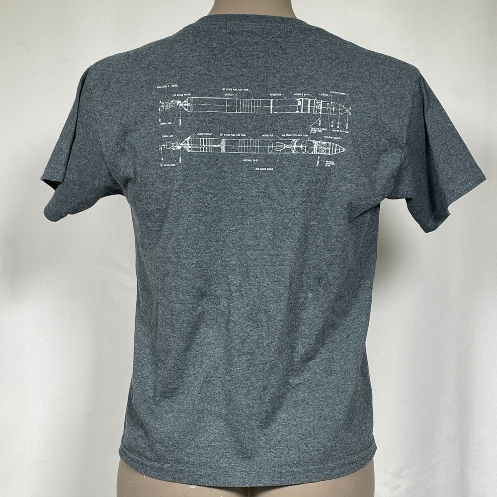 SpaceX Gray Falcon Rocket Diagram Space Travel T-Shirt Women's MEDIUM